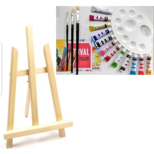 İnci Paketi 25X35 Tuval Mini Sovale 28X38 Fırça 12 Guaj Boya ve Palet
