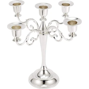 5-Mum Metal Şamdan Şamdan 10 '' Mumluk Mum Standı Bronz