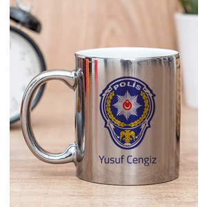 Hediye Dükkanı Kişiye Özel Polis Logolu Silver Kupa Bardak