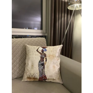 Palmia Home Afrika Kadın Baskılı Dekoratif Kırlent Kılıfı