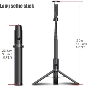 Cep Telefonu Iphone Huawei Samsung Xiaomi Için Uzun Selfie Çubuğu 130CM 51INCH 3 In 1 Tripod Kablosuz Bluetooth (Yurt Dışından)
