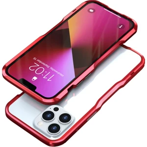 Apple Iphone 13 Pro Max 6.7 Inç Darbeye Dayanıklı Karbon Fiber Doku Galvanik Metal Telefon Kılıfı - Kırmızı (Yurt Dışından)