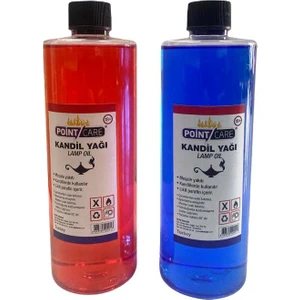 Point Care Kırmızı + Mavi Kandil Yağı Kokusuz Dumansız Iç Mekan Gaz Lambası Yakıtı 400 ml 2'li Set