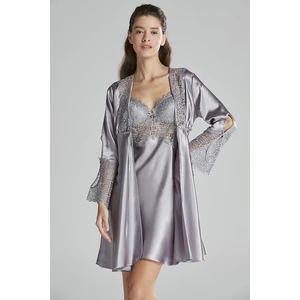 Pierre Cardin 6625 Altılı Saten Gecelik - Sabahlık Takımı