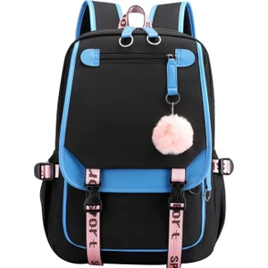 Kız Sırt Çantası Ortaokul Öğrencileri Kitap Çantası Açık Hava Sırt Çantası, USB Şarj Bağlantı Noktalı (21 Litre) (Yurt Dışından)