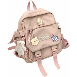 Kawaii Sırt Çantası Kız Okul Çantası Su Geçirmez Naylon Kawaii Kolye ile Sevimli Pin Mini Sırt Çantası (Yurt Dışından)