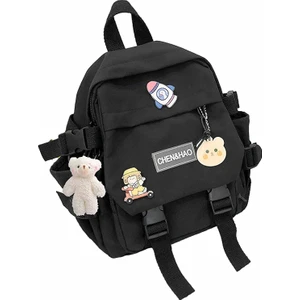 Kawaii Sırt Çantası Kız Okul Çantası Su Geçirmez Naylon Kawaii Kolye ile Sevimli Pin Mini Sırt Çantası (Yurt Dışından)