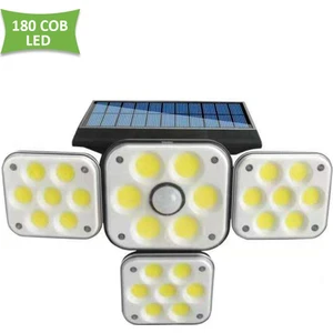 180COB Ledli Solar 4başlıklı Bahçe Aydınlatma Duvar Lambası Güneş Enerji Hareket Sensörl