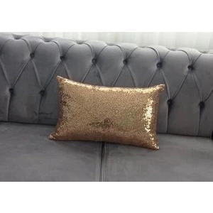 Yılmaz Home Pullu Dikdörtgen Kırlent Kılıfı - Gold