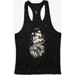 Wave Siyah Sporcu Atleti Fitness Gym Tank Top %100 Pamuklu Nefes Alabilir Kumaş