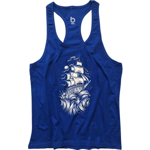 Wave Fitness Gym Tank Top Sporcu Atleti %100 Pamuklu Nefes Alabilir Mavi Renk