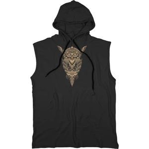 Owl Unisex Kapşonlu Kolsuz T-Shirt Modern Tasarım 100% Pamuklu Nefes Alabilir Kumaş