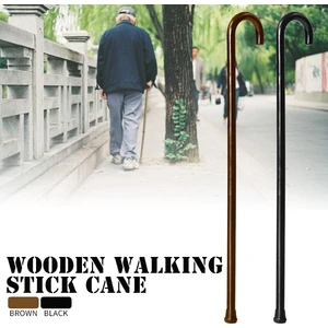 Guangdong Spirit Au 92CM Ahşap Baston Baston Direği Kaymaz Çarpma Saplı Sağlam Deluxe - Siyah