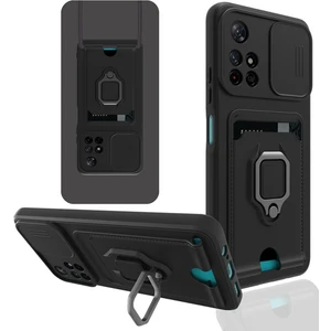 Xiaomi Redmi Note 11T Kılıf Ipli Lens Sürgülü Kartvizitli Silikon Zuma