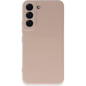 Caseworld Samsung Galaxy S22 Kapak Kamera Korumalı Içi Kadife Lansman Silikon Kılıf - Pudra