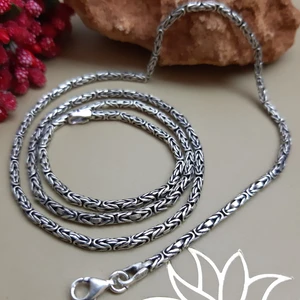 Bir Gümüş Aşkı 925 Ayar Gümüş Kral Kolye 2.2 mm