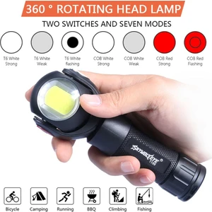 Guangdong Spirit Pratik 360 ° Dönen El Feneri T6 + Cob LED Torch Mıknatıslı USB Şarj Kuyruğu (Yurt Dışından)