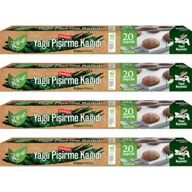 Roll-Up Doğaya Dönüşümlü Kesilmiş Yağlı Pişirme Kağıdı 20 Yaprak 4