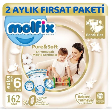 Molfix Pure&Soft 6 Beden Extra Large 2 Aylık Fırsat Paketi