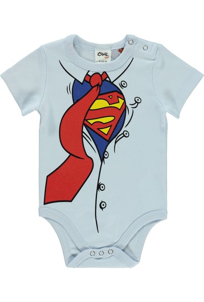 Superman Erkek Bebek Çıtçıtlı Badi 1-18 Ay Mavi