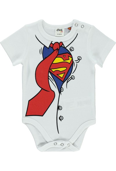 Superman Erkek Bebek Çıtçıtlı Badi 1-18 Ay Beyaz