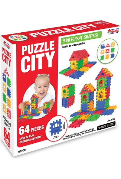 Dede Puzzle City 3D Yapı ve Tasarım Blokları 64 Parça