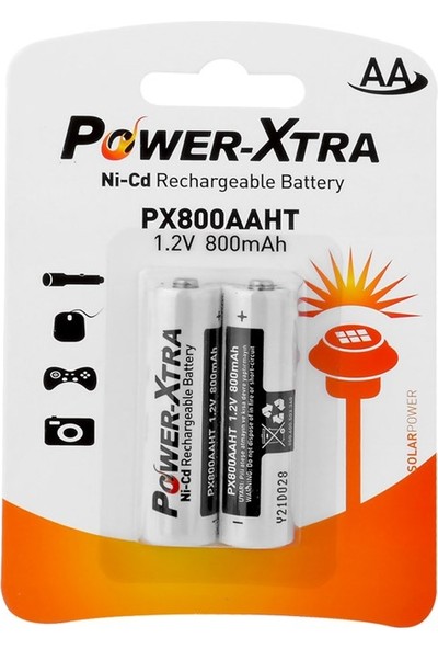 Power-Xtra PX800AAHT - 1.2V 800 Mah - Aa - Ni-Cd Şarjlı Pil - 2li Blister