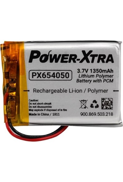 Power-Xtra PX654050 3.7V 1350 Mah Li-Polymer Pil (DEVRELI/1.5A)