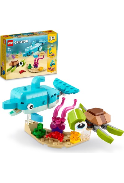 LEGO® Creator 3#ü 1 Arada Yunus ve Kaplumbağa 31128 - 6 Yaş ve Üzeri Çocuklar Için Deniz Hayvanı Oyuncakları Içeren Yapım Seti (137 Parça)