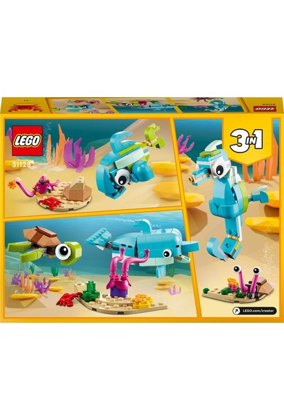 LEGO® Creator 3#ü 1 Arada Yunus ve Kaplumbağa 31128 - 6 Yaş ve Üzeri Çocuklar Için Deniz Hayvanı Oyuncakları Içeren Yapım Seti (137 Parça)