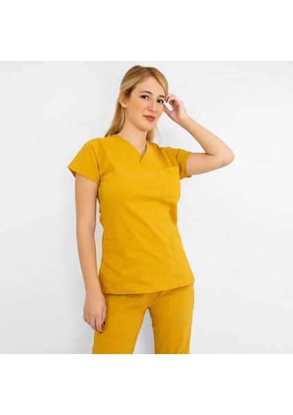 Hardal Sarısı Likralı Üst Forma
