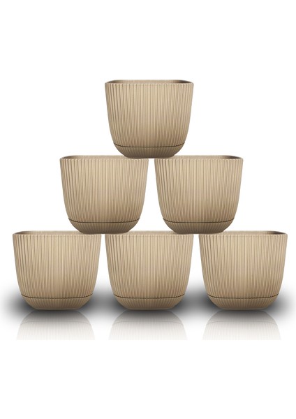 6 Adet 0,67 Litre Sütlü Kahve Mercan Kare Saksı Küçük Boy Plastik Kaktüs Sukulent Saksısı No2