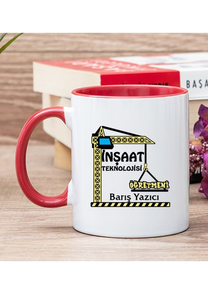 Kişiye Özel Inşaat Teknolojisi Öğretmeni Kırmızı Kupa Bardak