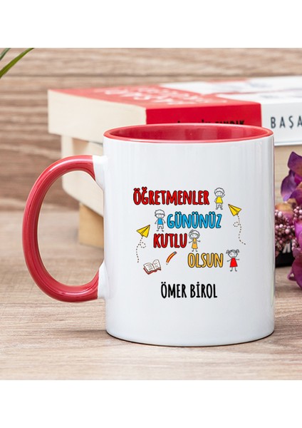 Kişiye Özel Öğretmenler Günü Kırmızı Kupa Bardak