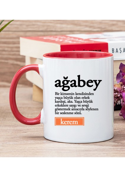 Kişiye Özel Ağabey Kelime Anlamı Kırmızı Kupa Bardak