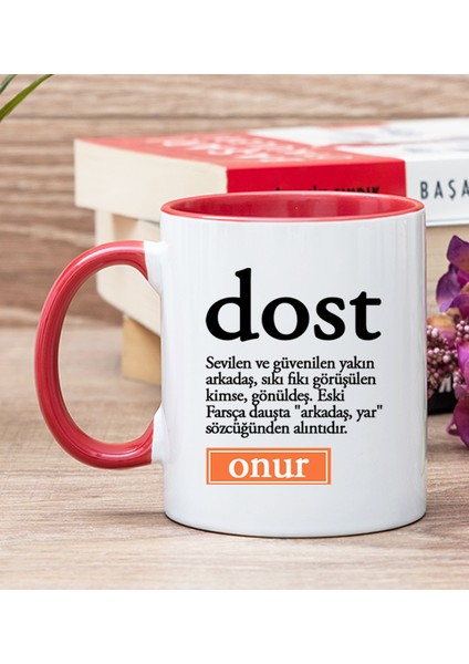 Kişiye Özel Dost Kelime Anlamı Kırmızı Kupa Bardak