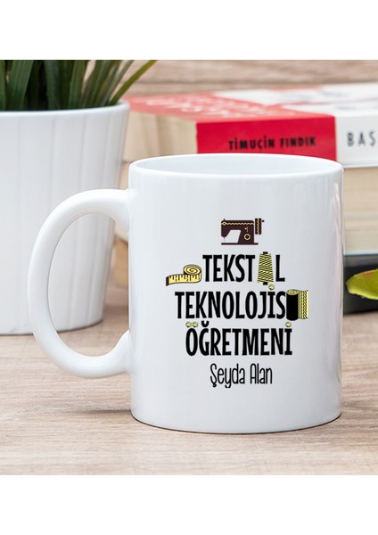 Kişiye Özel Tekstil Teknolojisi Öğretmeni Beyaz Kupa Bardak