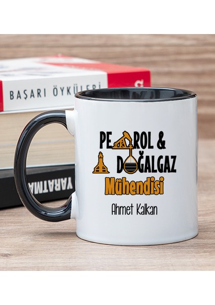 Kişiye Özel Petrol Mühendisi Siyah Kupa Bardak