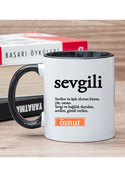 Kişiye Özel Sevgili Kelime Anlamı Siyah Kupa Bardak