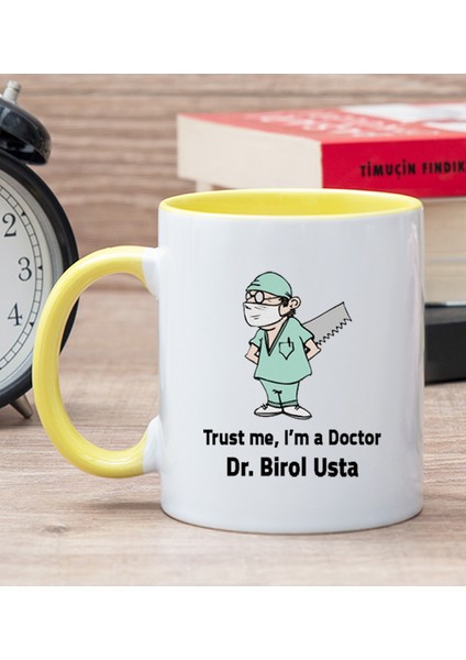 Kişiye Özel Doktor Esprili Sarı Kupa Bardak