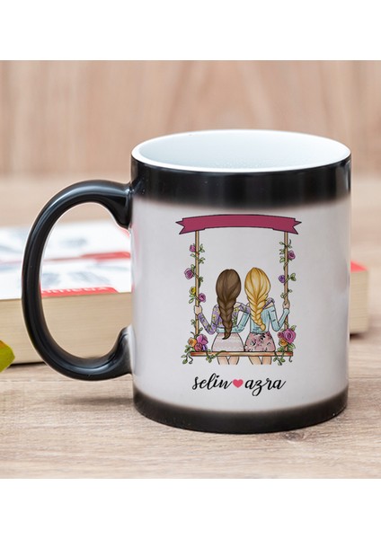 Kişiye Özel Best Friends Salıncak Tasarım Sihirli Kupa Bardak
