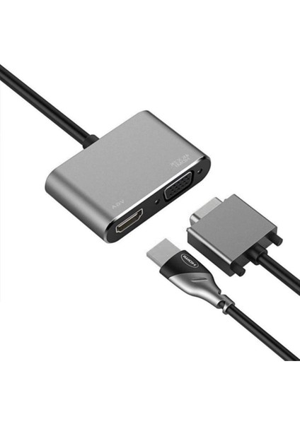 2in1 Type-C To Hdmı + VGA 4K Çevirici Adaptör