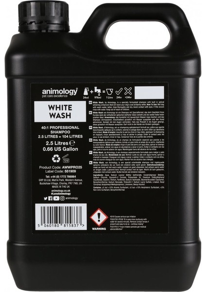 Animology White Wash Shampoo Beyaz Tüylü Köpeklere Özel 40:1 Konsantre Köpek Şampuanı 2.5 Lt fiyatları