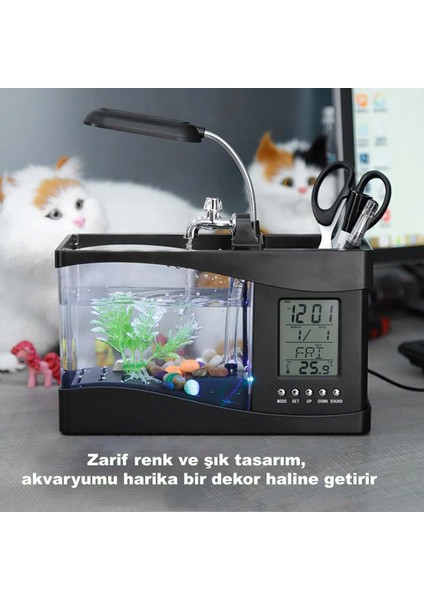 Dailylink Dekoratif USB Masaüstü Mini Akvaryum Balık Tankı modelleri