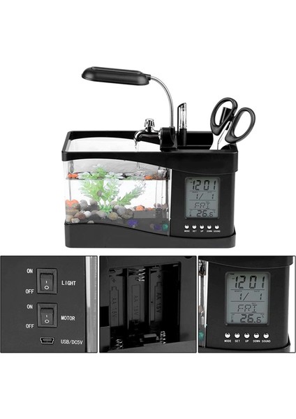 Dailylink Dekoratif USB Masaüstü Mini Akvaryum Balık Tankı fırsatları