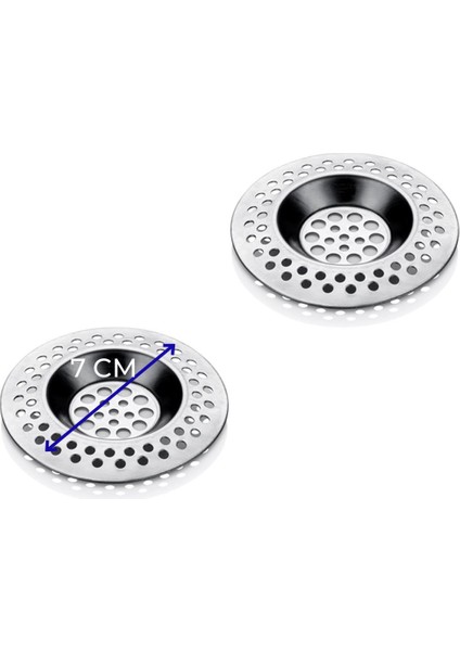 2 Li Mutfak Lavabo Süzgeci Paslanmaz Çelik 7 cm
