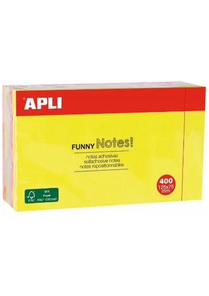 Apli 13438 Yapışkanlı Not Kağıdı Funny 400 Yp 125X75