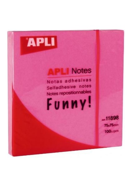Apli 11898 Yapışkanlı Not Kağıdı Pembe Funny 100 Yp 75X75