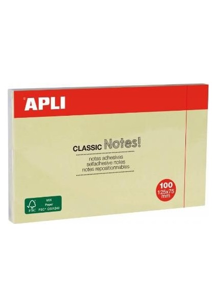 Apli 10976 Yapışkanlı Not Kağıdı Classic 100 Yp 125X75