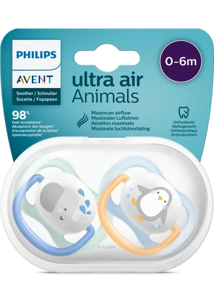 Philips Avent Ultra Air Animals 2li Emzik 0-6 Ay - Erkek